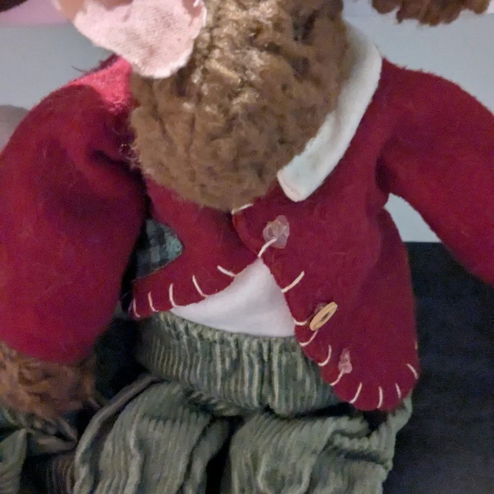 Adorable Plush Moose Pair in Overalls